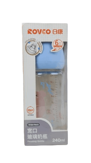 Rovco Feeding Glass Bottle (Wide Neck) 6m+ (RK-3052)